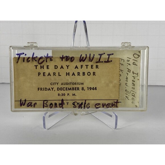 VTG WWII 1944 TICKETS & STUBS DAY AFTER PEARL HARBOR WAR BOND SALE EVENT WW2 WV - Picture 2 of 8